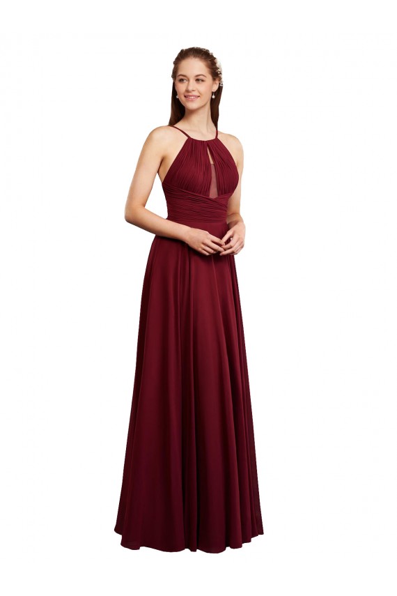 Sleeveless Spaghetti Straps Open Back Chiffon A-Line Bridesmaid Dress / Evening Dress Brisbane