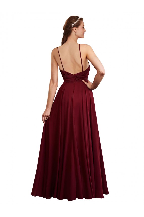 Sleeveless Spaghetti Straps Open Back Chiffon A-Line Bridesmaid Dress / Evening Dress Brisbane