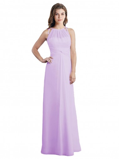 Sleeveless Halter Neck Keyhole Back Soft Chiffon A-Line Bridesmaid Dress / Formal Dress Brisbane