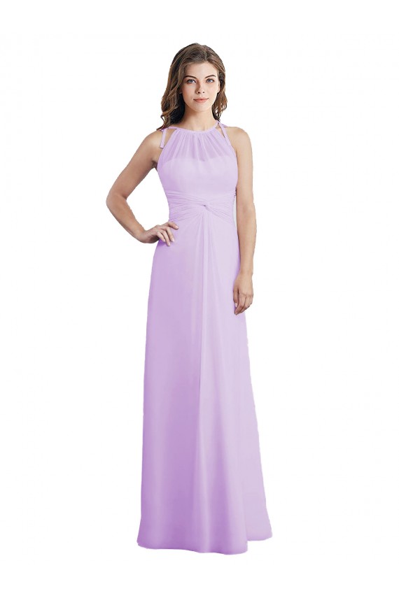 Sleeveless Halter Neck Keyhole Back Soft Chiffon A-Line Bridesmaid Dress / Formal Dress Brisbane