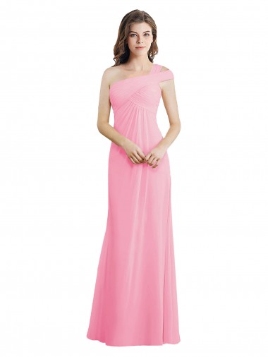Sleeveless Barely Pink One Shoulder Chiffon A-Line Bridesmaid Dress Brisbane
