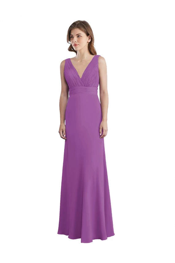Sleeveless Dahlia V-Neck Low Back Soft Chiffon A-Line Bridesmaid Dress Brisbane