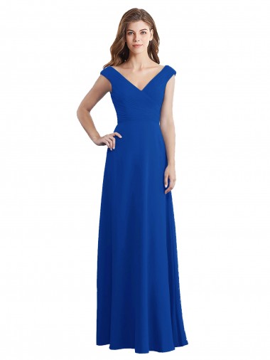 Sleeveless Royal Blue V-Neck Chiffon A-Line Bridesmaid Dress / Evening Dress Brisbane