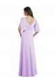 Split Sleeves V-Neck V-Back Soft Chiffon A-Line Bridesmaid Dress Brisbane