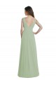 Sleeveless Smoke Green V-Neck V-Back Soft Chiffon A-Line Formal Dress / Bridesmaid Dress Brisbane