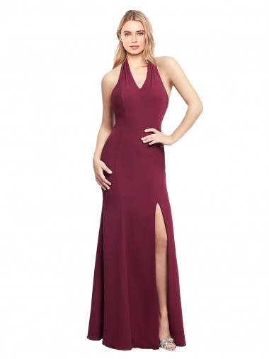 Sleeveless Halter Neck Open Back Soft Chiffon Mermaid Bridesmaid Dress Brisbane