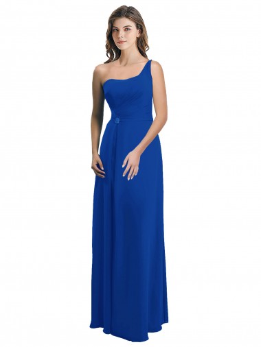 Sleeveless One Shoulder Low Back Soft Chiffon A-Line Bridesmaid Dress Brisbane
