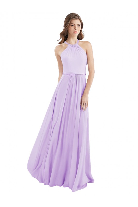 Sleeveless Lilac Halter Neck Chiffon A-Line Bridesmaid Dress / Evening Dress Brisbane
