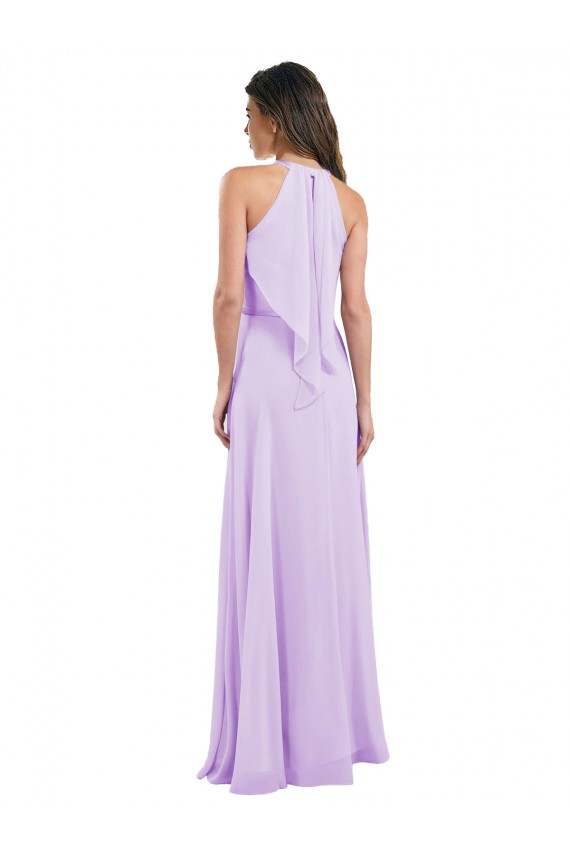 Sleeveless Lilac Halter Neck Chiffon A-Line Bridesmaid Dress / Evening Dress Brisbane
