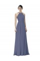 Sleeveless Silver Stone Halter Neck Open Back Soft Chiffon A-Line Formal Dress / Bridesmaid Dress Brisbane