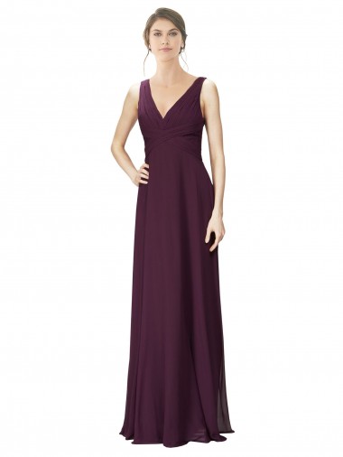 Sleeveless V-Neck Soft Chiffon & Lace A-Line Bridesmaid Gown Brisbane