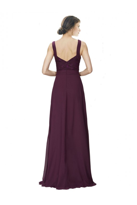 Sleeveless V-Neck Soft Chiffon & Lace A-Line Bridesmaid Gown Brisbane