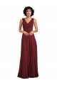 Sleeveless Burgundy V-Neck V-Back Soft Chiffon A-Line Bridesmaid Dress Brisbane