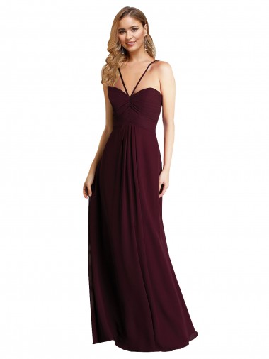 Sleeveless Spaghetti Straps Open Back Chiffon A-Line Wedding Party Dress Brisbane