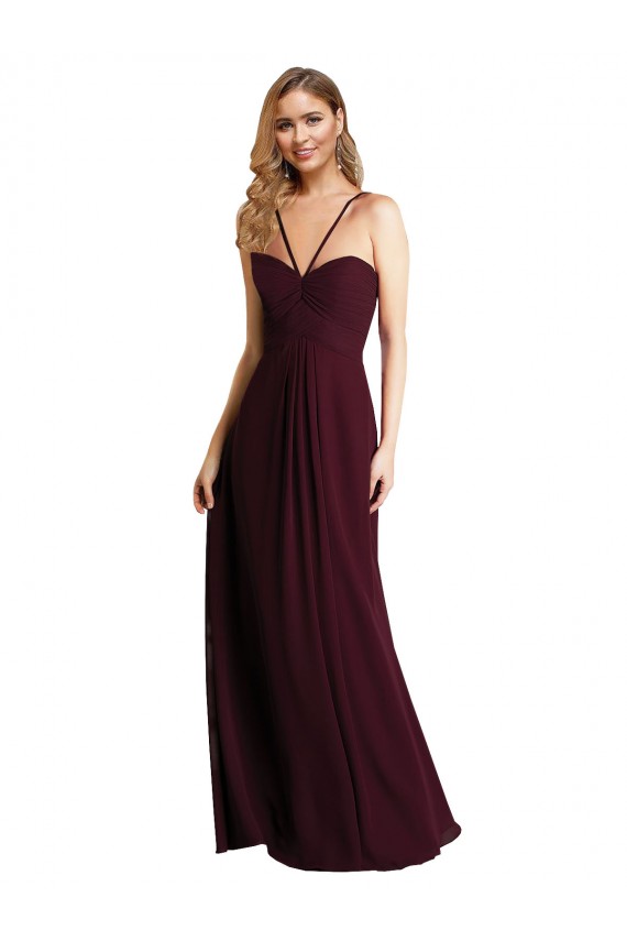 Sleeveless Spaghetti Straps Open Back Chiffon A-Line Wedding Party Dress Brisbane