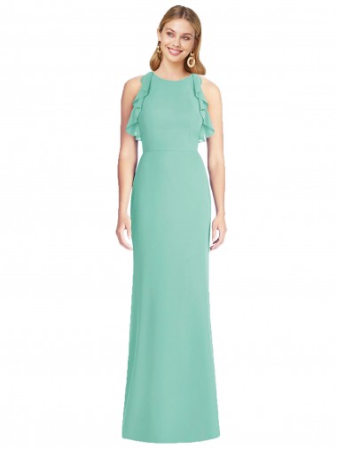 Sleeveless Jewel Neck Open Back Soft Chiffon Mermaid Bridesmaid Dress Brisbane