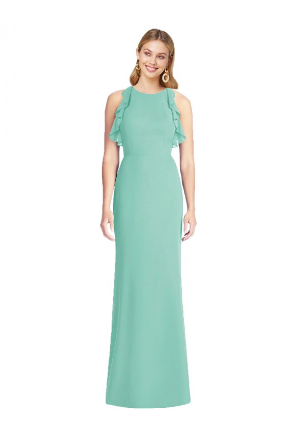 Sleeveless Jewel Neck Open Back Soft Chiffon Mermaid Bridesmaid Dress Brisbane