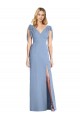 Sleeveless Dusty Blue V-Neck V-Back Soft Chiffon Mermaid Bridesmaid Dress Brisbane