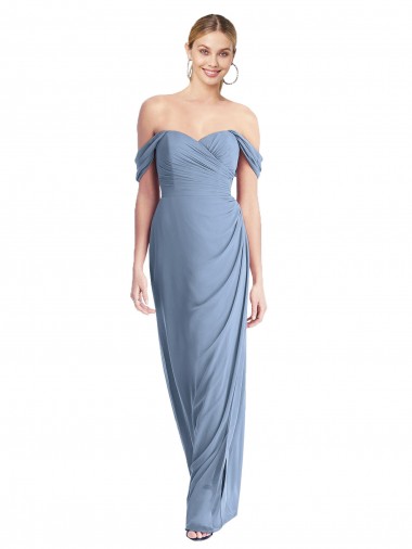 Sleeveless Off the Shoulder Low Back Soft Chiffon Mermaid Semi Formal Evening Dress / Bridesmaid Dress Brisbane
