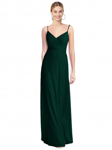 Sleeveless Ever Green Spaghetti Straps Low Back Soft Chiffon A-Line Bridesmaid Dress Brisbane