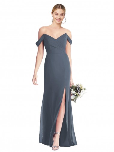 Sleeveless Off the Shoulder Low Back Soft Chiffon Trumpet Bridesmaid Dress Brisbane