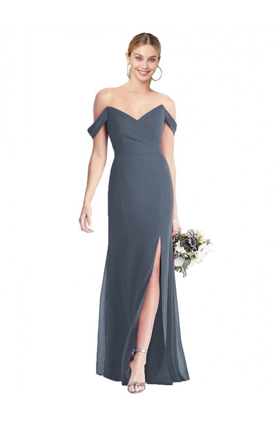 Sleeveless Off the Shoulder Low Back Soft Chiffon Trumpet Bridesmaid Dress Brisbane