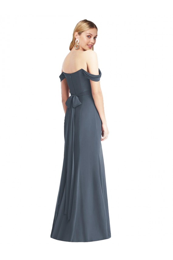 Sleeveless Off the Shoulder Low Back Soft Chiffon Trumpet Bridesmaid Dress Brisbane