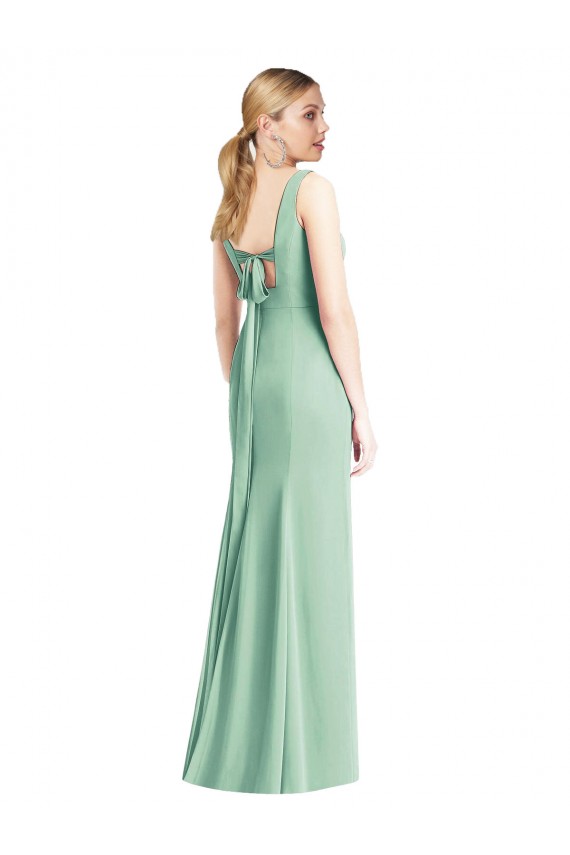 Sleeveless V-Neck Tie Back Soft Chiffon Trumpet Bridesmaid Dress Brisbane