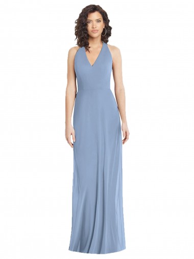 Sleeveless Halter Neck Open Back Soft Chiffon Trumpet Formal Evening Gown / Bridesmaid Dress Brisbane