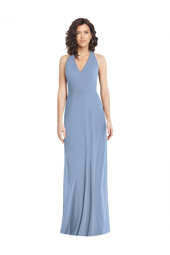 Sleeveless Halter Neck Open Back Soft Chiffon Trumpet Formal Evening Gown / Bridesmaid Dress Brisbane