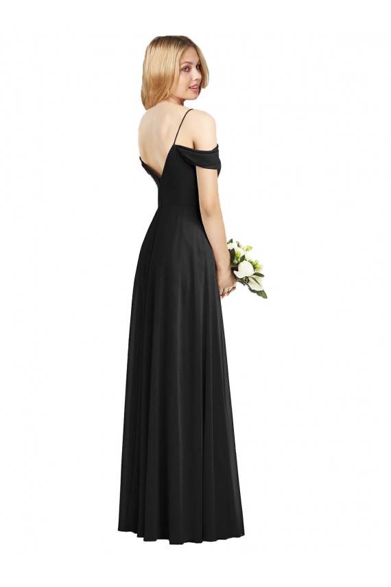 Cold Shoulder Spaghetti Straps Soft Chiffon A-Line Semi Formal Evening Dress / Bridesmaid Dress Brisbane