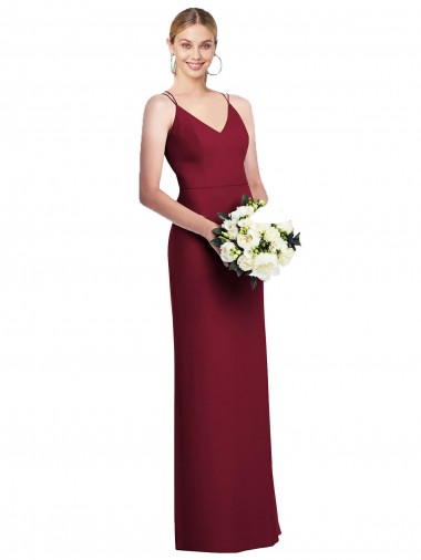 Sleeveless Burgundy V-Neck Soft Chiffon A-Line Formal Dress / Bridesmaid Dress Brisbane