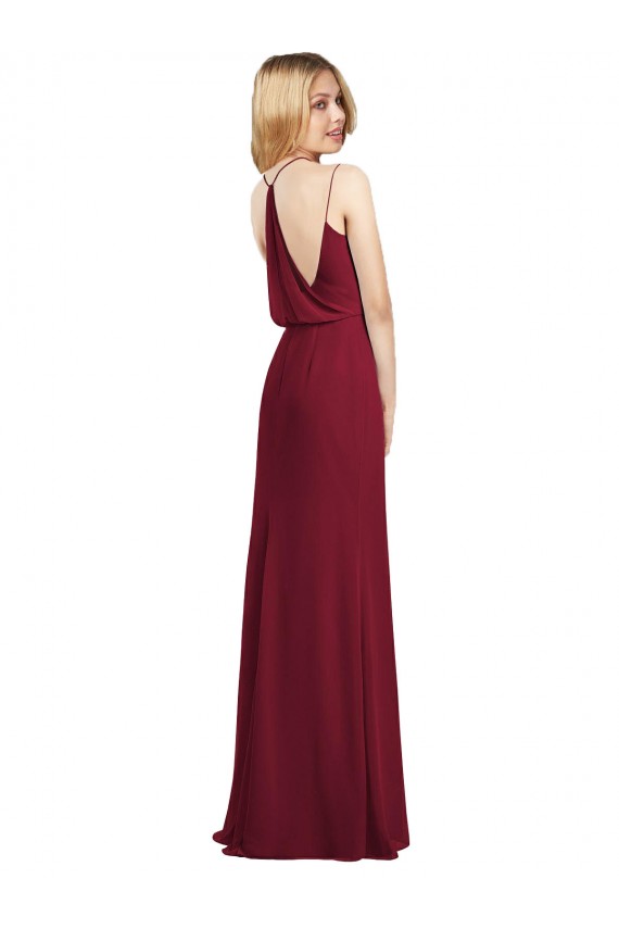 Sleeveless Burgundy V-Neck Soft Chiffon A-Line Formal Dress / Bridesmaid Dress Brisbane