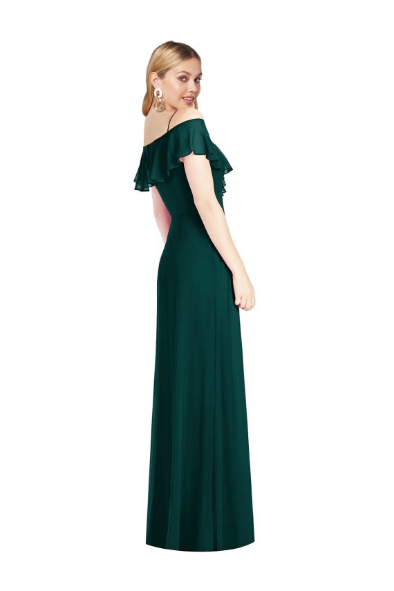Cold Shoulder Ever Green Spaghetti Straps Soft Chiffon Trumpet Semi Formal Evening Dress / Bridesmaid Dress Brisbane
