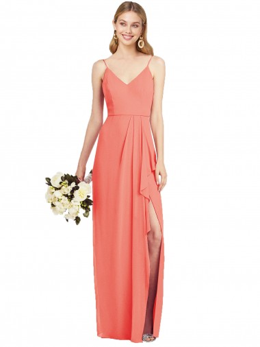 Sleeveless Spaghetti Straps Soft Chiffon Trumpet Formal Dress / Bridesmaid Dress Brisbane