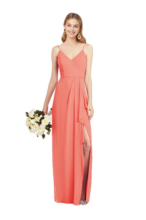 Sleeveless Spaghetti Straps Soft Chiffon Trumpet Formal Dress / Bridesmaid Dress Brisbane