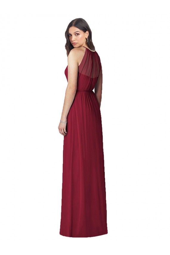 Sleeveless Burgundy Halter Neck Soft Chiffon Trumpet Bridesmaid Dress Brisbane
