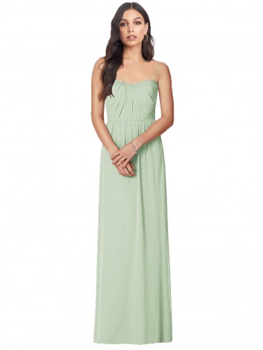 Sleeveless Sage Strapless Soft Chiffon Trumpet Bridesmaid Dress Brisbane