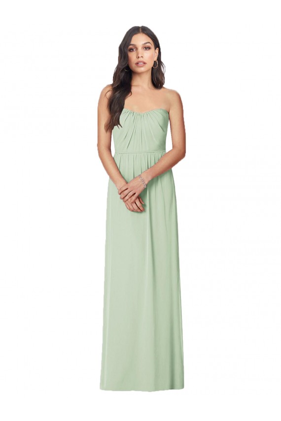 Sleeveless Sage Strapless Soft Chiffon Trumpet Bridesmaid Dress Brisbane
