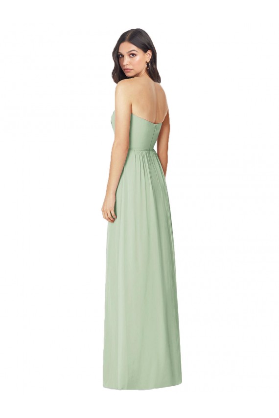 Sleeveless Sage Strapless Soft Chiffon Trumpet Bridesmaid Dress Brisbane