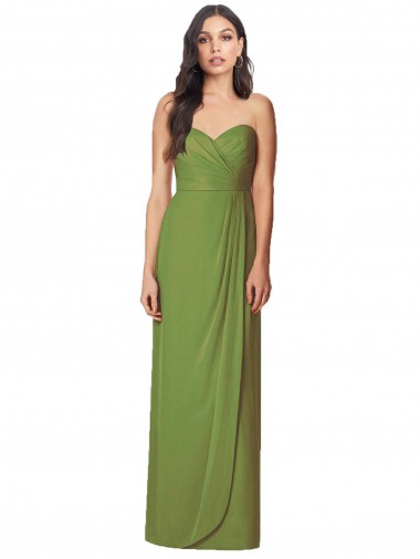 Sleeveless Olive Green Sweetheart Soft Chiffon Trumpet Bridesmaid Dress Brisbane