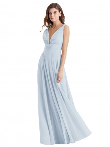 Sleeveless V-Neck Tie Back Lxue Chiffon A-Line Bridesmaid Dress Brisbane