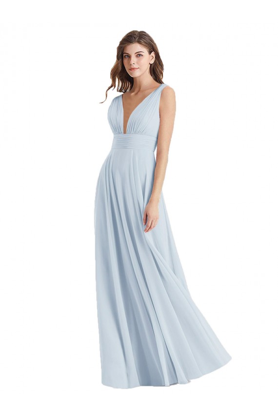 Sleeveless V-Neck Tie Back Lxue Chiffon A-Line Bridesmaid Dress Brisbane