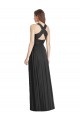 Sleeveless Black V-Neck Criss Cross Back Soft Chiffon A-Line Bridesmaid Dress Brisbane