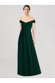 Sleeveless Ever Green Off the Shoulder Soft Chiffon A-Line Formal Dress / Bridesmaid Dress Brisbane