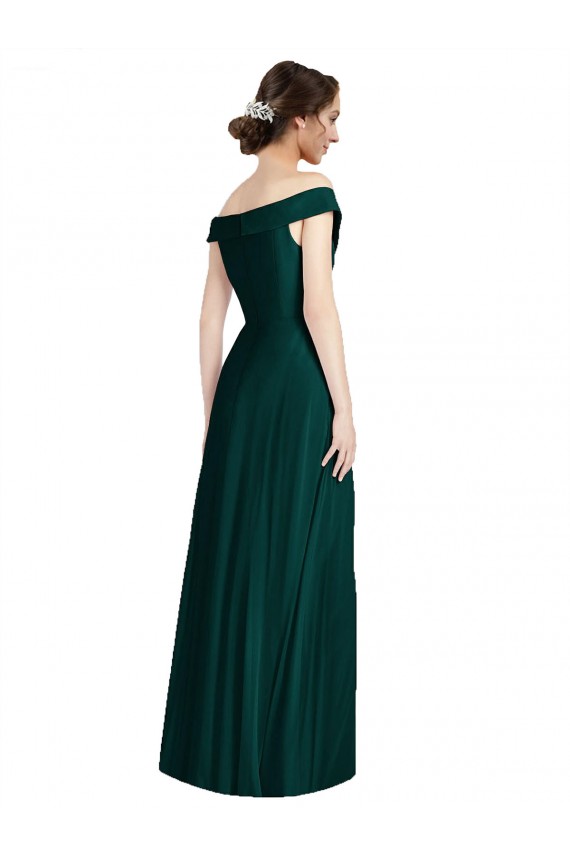 Sleeveless Ever Green Off the Shoulder Soft Chiffon A-Line Formal Dress / Bridesmaid Dress Brisbane