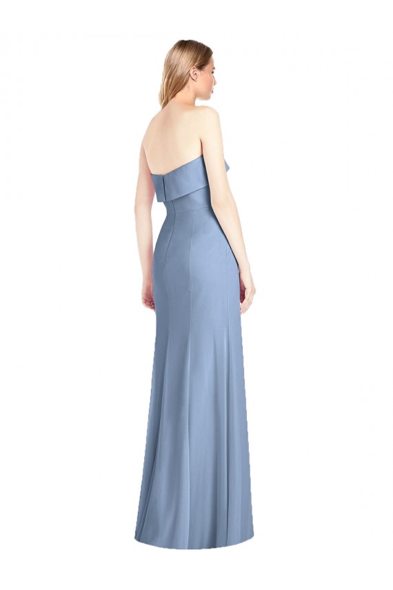 Sleeveless Dusty Blue Strapless Soft Chiffon Trumpet Bridesmaid Dress Brisbane