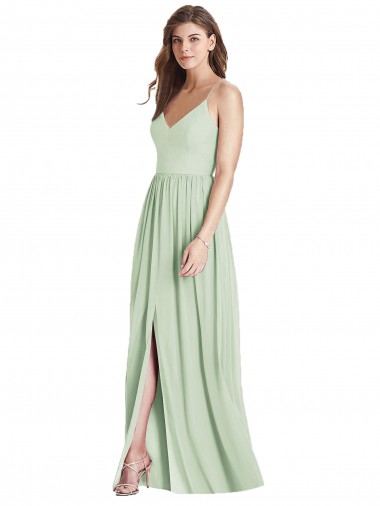 Sleeveless Spaghetti Straps Criss Cross Back Soft Chiffon A-Line Semi Formal Evening Dress / Bridesmaid Dress Brisbane