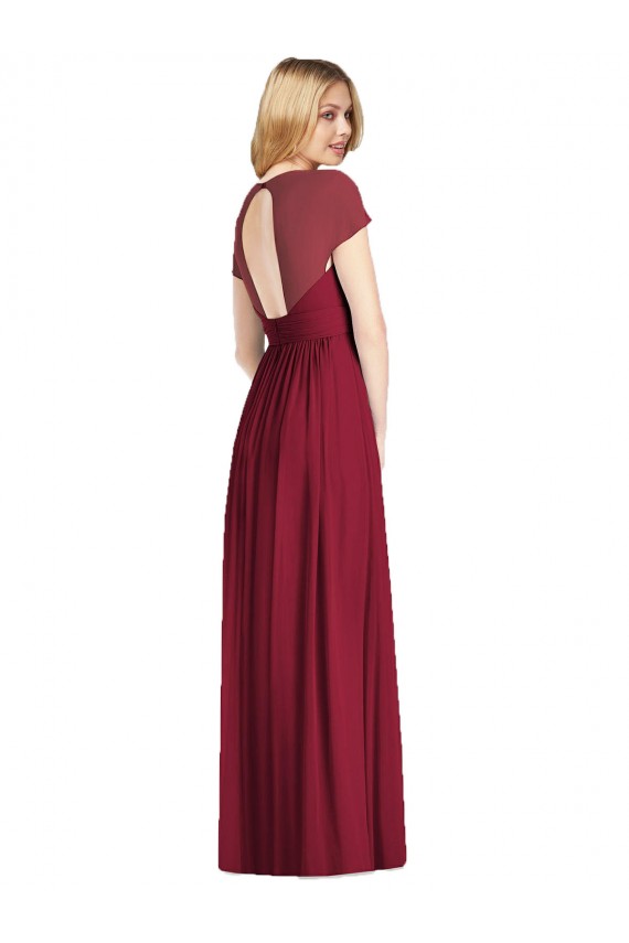 Cap Sleeves V-Neck Open Back Soft Chiffon Trumpet Bridesmaid Dress Brisbane