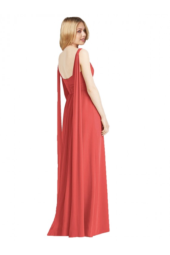 Sleeveless Firecracker V-Neck Low Back Soft Chiffon A-Line Bridesmaid Dress Brisbane